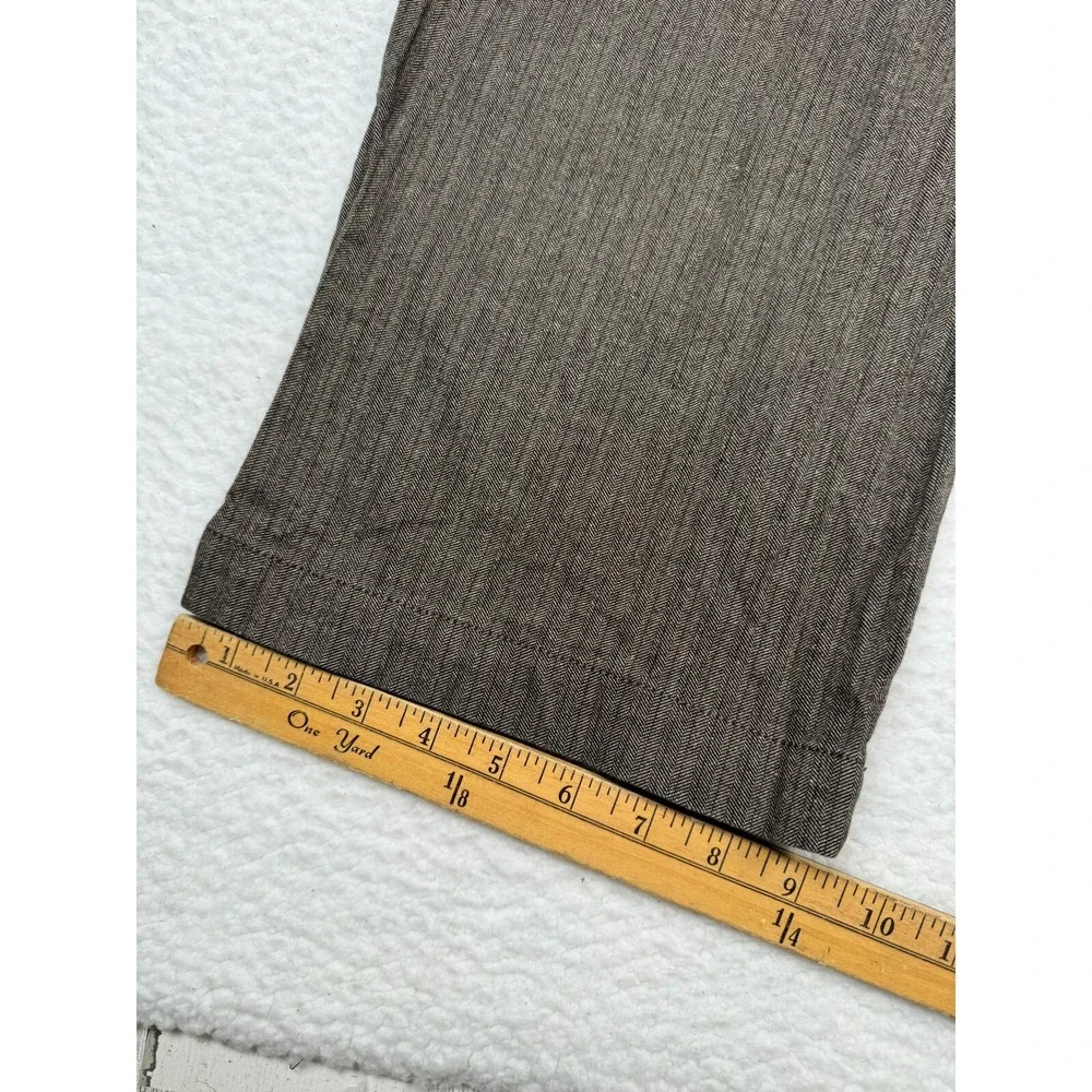 Hugo Boss Chino Pants Mens 52 Fits 34x32 Brown Herringbone Comfort Fit Golf